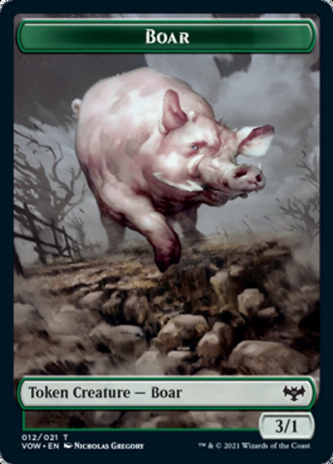 Human (001) // Boar Double-sided Token [Innistrad: Crimson Vow Tokens] | Dumpster Cat Games