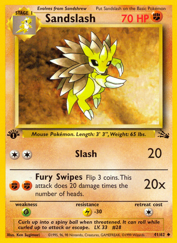 Sandslash (41/62) [Fossil 1st Edition] | Dumpster Cat Games