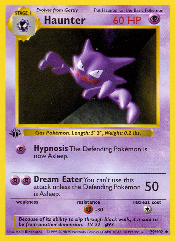 Haunter (29/102) (Shadowless) [Base Set 1st Edition] | Dumpster Cat Games