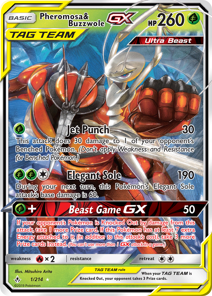 Pheromosa & Buzzwole GX (1/214) [Sun & Moon: Unbroken Bonds] | Dumpster Cat Games