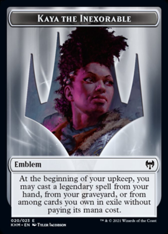 Emblem - Kaya, the Inexorable [Kaldheim] | Dumpster Cat Games