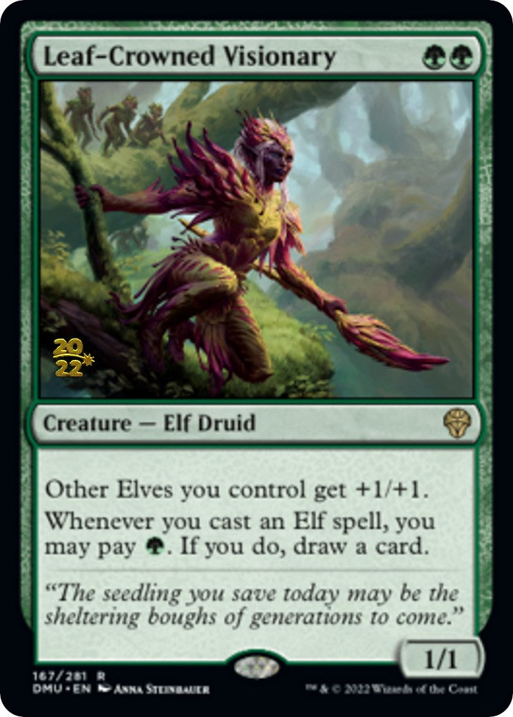 Leaf-Crowned Visionary [Dominaria United Prerelease Promos] | Dumpster Cat Games