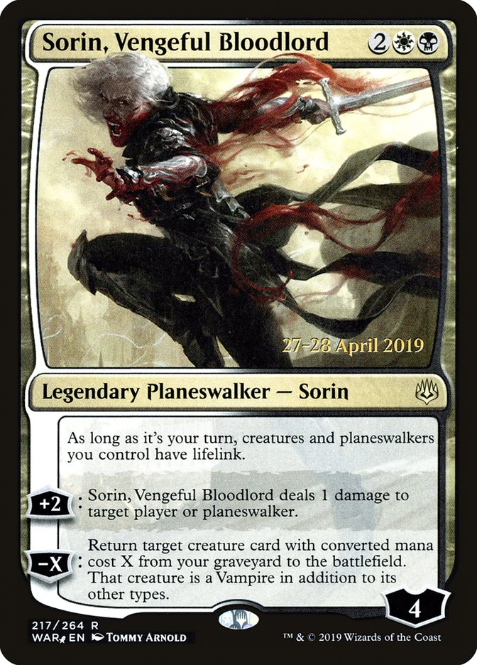 Sorin, Vengeful Bloodlord  [War of the Spark Prerelease Promos] | Dumpster Cat Games