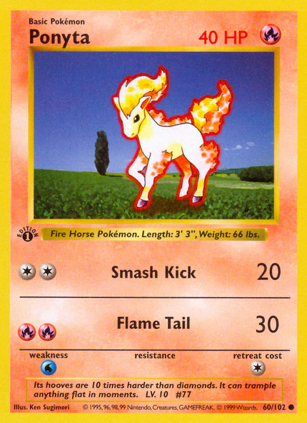 Ponyta (60/102) (Shadowless) [Base Set 1st Edition] | Dumpster Cat Games