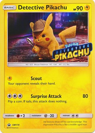 Detective Pikachu (SM170) (Detective Pikachu Stamped) [Sun & Moon: Black Star Promos] | Dumpster Cat Games