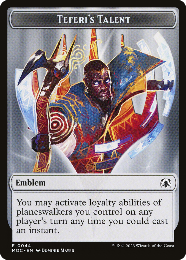 First Mate Ragavan // Teferi's Talent Emblem Double-Sided Token [March of the Machine Commander Tokens] | Dumpster Cat Games