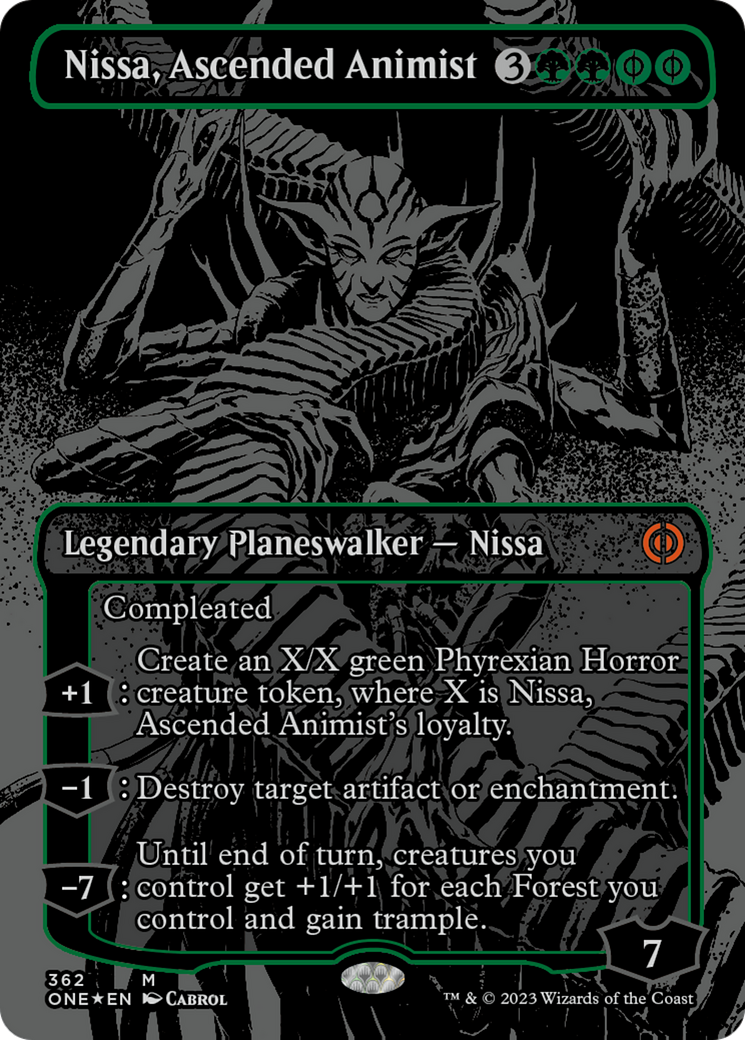 Nissa, Ascended Animist (Oil Slick Raised Foil) [Phyrexia: All Will Be One] | Dumpster Cat Games