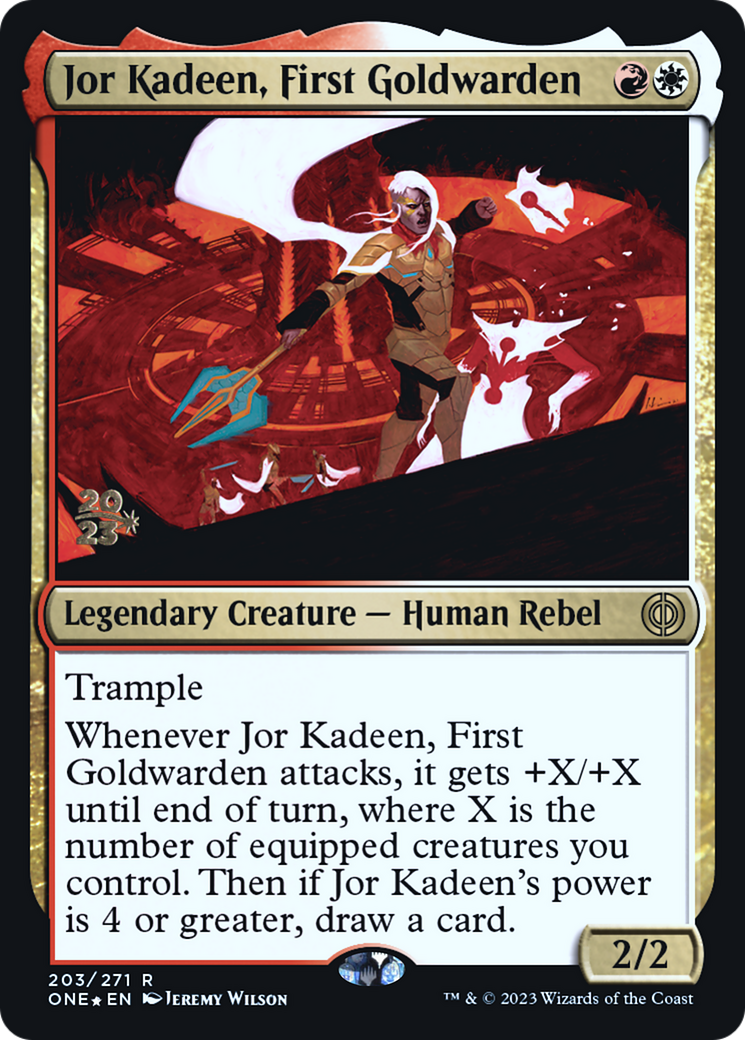 Jor Kadeen, First Goldwarden [Phyrexia: All Will Be One Prerelease Promos] | Dumpster Cat Games