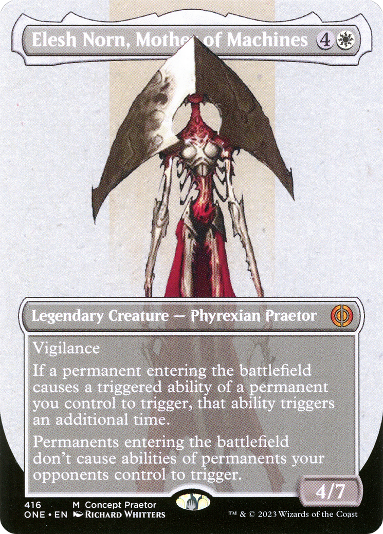 Elesh Norn, Mother of Machines (Borderless Concept Praetors) [Phyrexia: All Will Be One] | Dumpster Cat Games