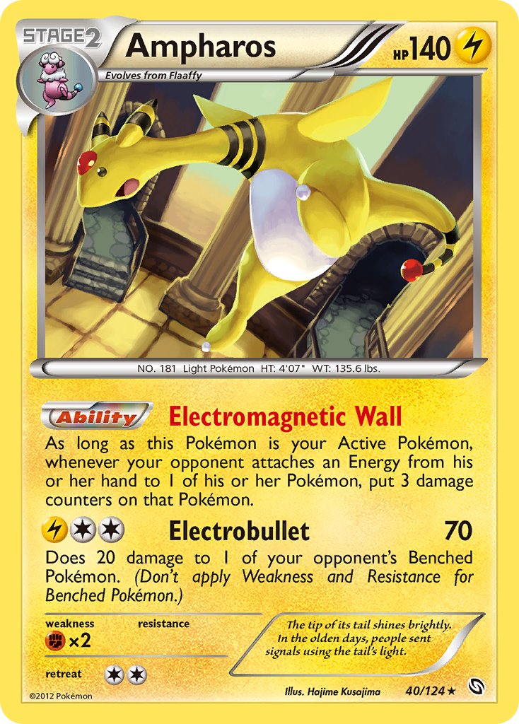 Ampharos (40/124) (Cosmos Holo) (Blister Exclusive) [Black & White: Dragons Exalted] | Dumpster Cat Games