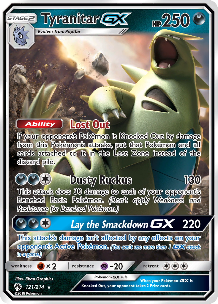 Tyranitar GX (121/214) [Sun & Moon: Lost Thunder] | Dumpster Cat Games