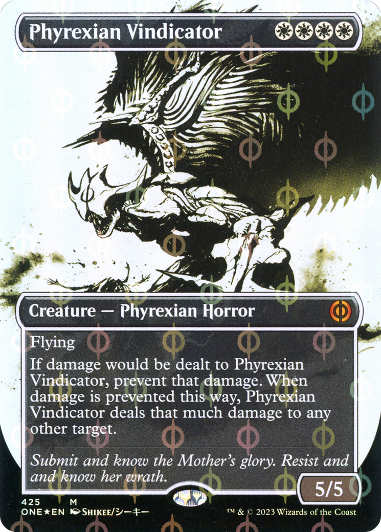 Phyrexian Vindicator (Borderless Ichor Step-and-Compleat Foil) [Phyrexia: All Will Be One] | Dumpster Cat Games