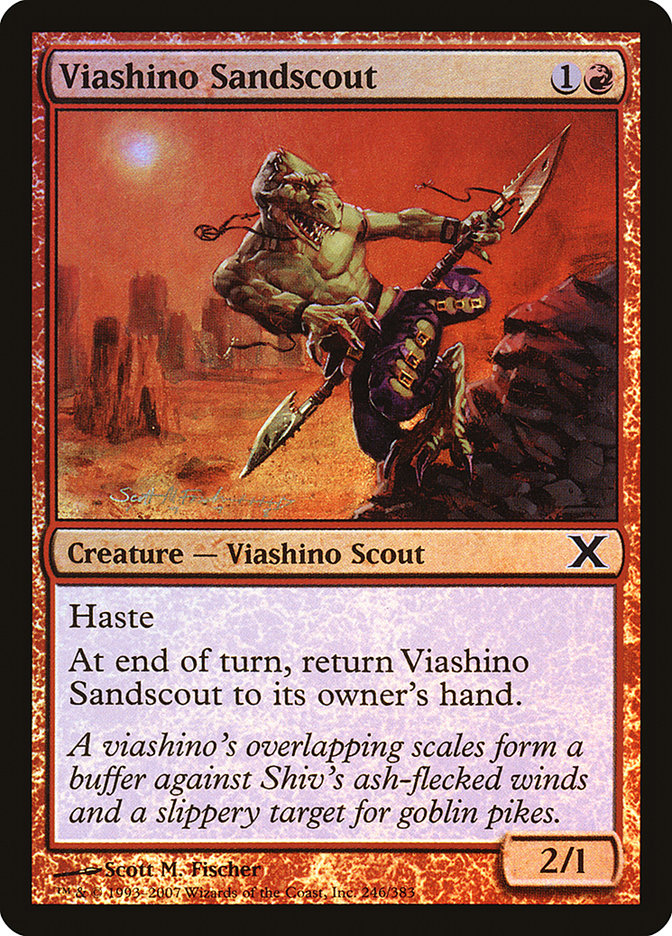 Viashino Sandscout (Premium Foil) [Tenth Edition] | Dumpster Cat Games