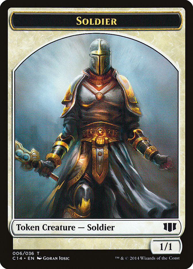 Soldier // Spirit Double-sided Token [Commander 2014 Tokens] | Dumpster Cat Games