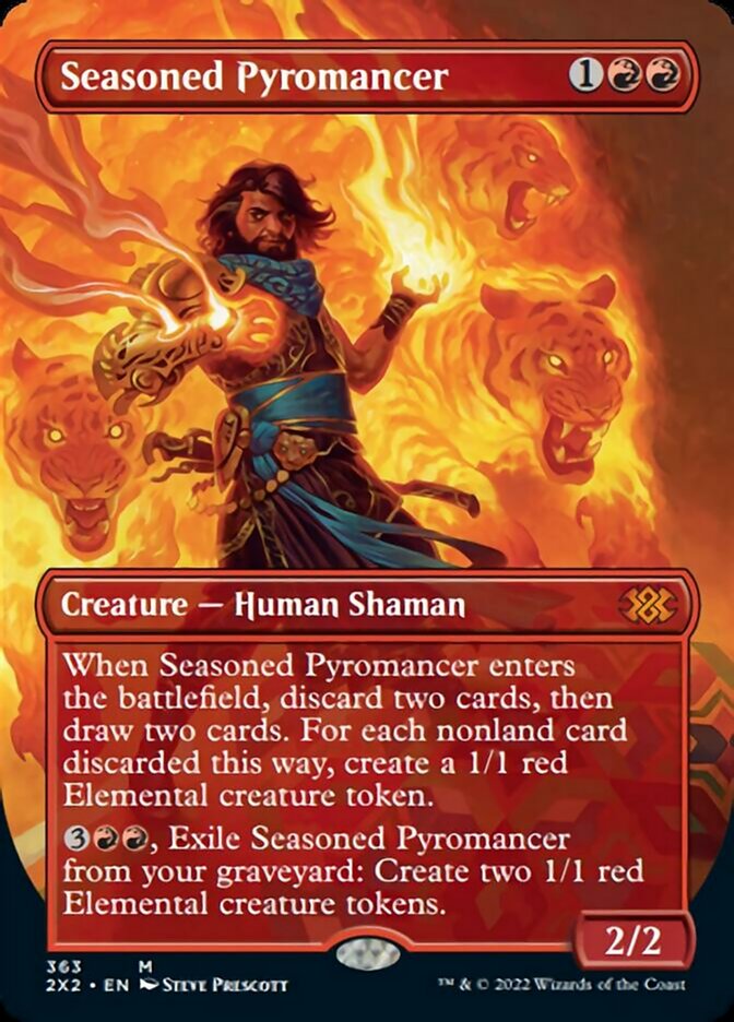 Seasoned Pyromancer (Borderless Alternate Art) [Double Masters 2022] | Dumpster Cat Games