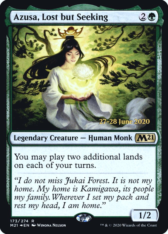 Azusa, Lost but Seeking  [Core Set 2021 Prerelease Promos] | Dumpster Cat Games