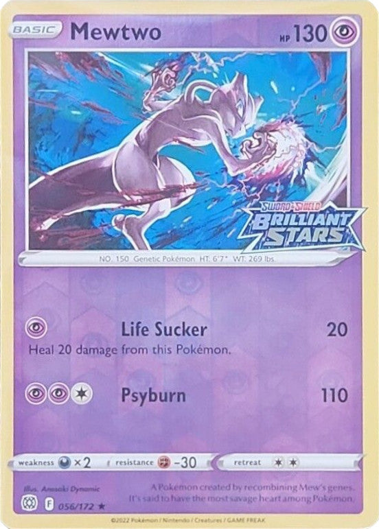 Mewtwo (056/172) (Brilliant Stars Stamped) [Sword & Shield: Brilliant Stars] | Dumpster Cat Games