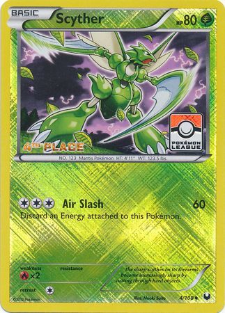 Scyther (4/108) (League Promo 4th Place) [Black & White: Dark Explorers] | Dumpster Cat Games