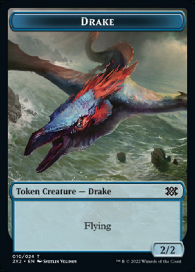 Drake // Aven Initiate Double-sided Token [Double Masters 2022 Tokens] | Dumpster Cat Games