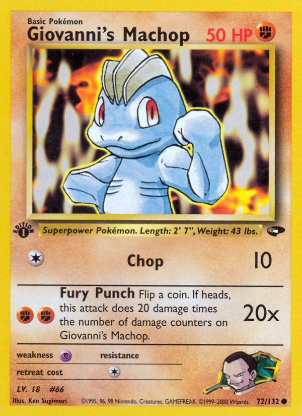 Giovanni's Machop (72/132) [Gym Challenge 1st Edition] | Dumpster Cat Games