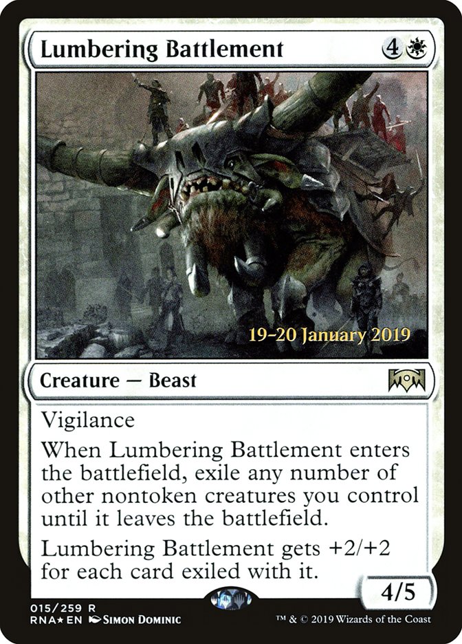 Lumbering Battlement [Ravnica Allegiance Prerelease Promos] | Dumpster Cat Games