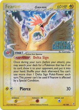 Fearow (18/100) (Delta Species) (Stamped) [EX: Crystal Guardians] | Dumpster Cat Games