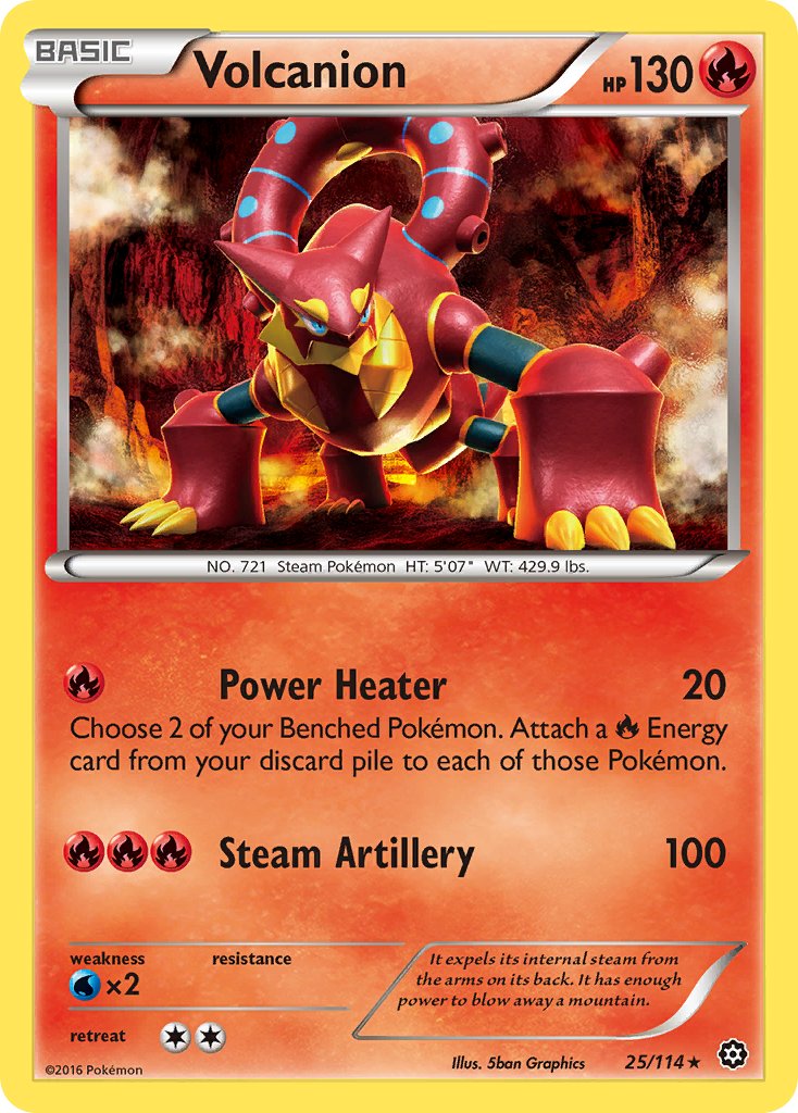 Volcanion (25/114) (Cracked Ice Holo) (Theme Deck Exclusive) [XY: Steam Siege] | Dumpster Cat Games