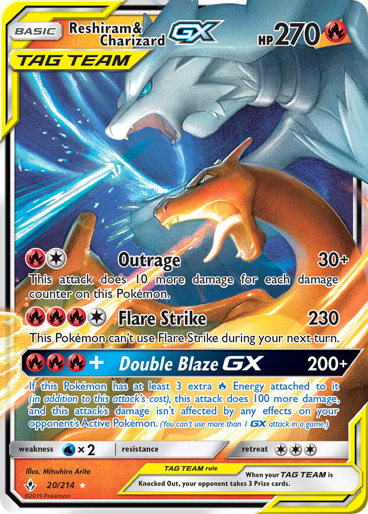 Reshiram & Charizard GX (20/214) [Sun & Moon: Unbroken Bonds] | Dumpster Cat Games