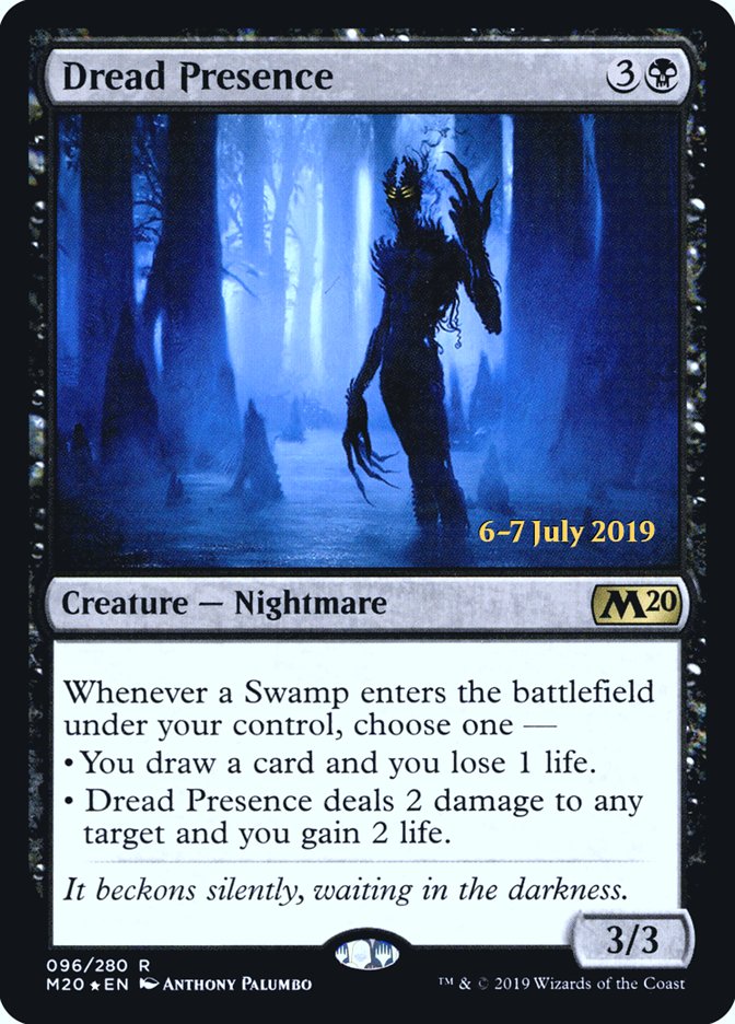 Dread Presence  [Core Set 2020 Prerelease Promos] | Dumpster Cat Games