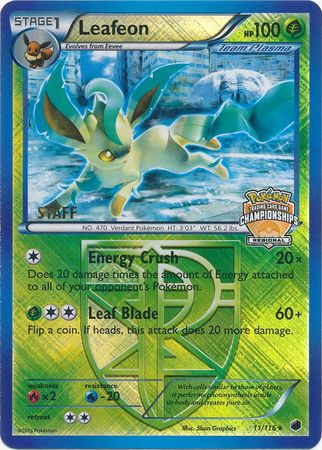 Leafeon (11/116) (Regional Championship Promo Staff) [Black & White: Plasma Freeze] | Dumpster Cat Games