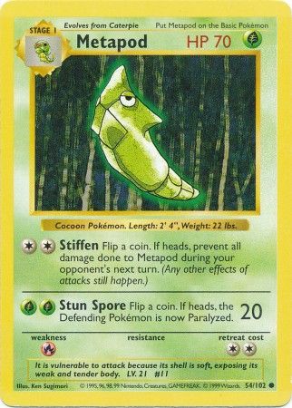 Metapod (54/102) [Base Set Shadowless Unlimited] | Dumpster Cat Games