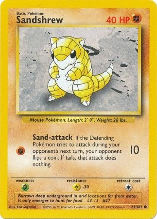 Sandshrew (62/102) [Base Set Unlimited] | Dumpster Cat Games