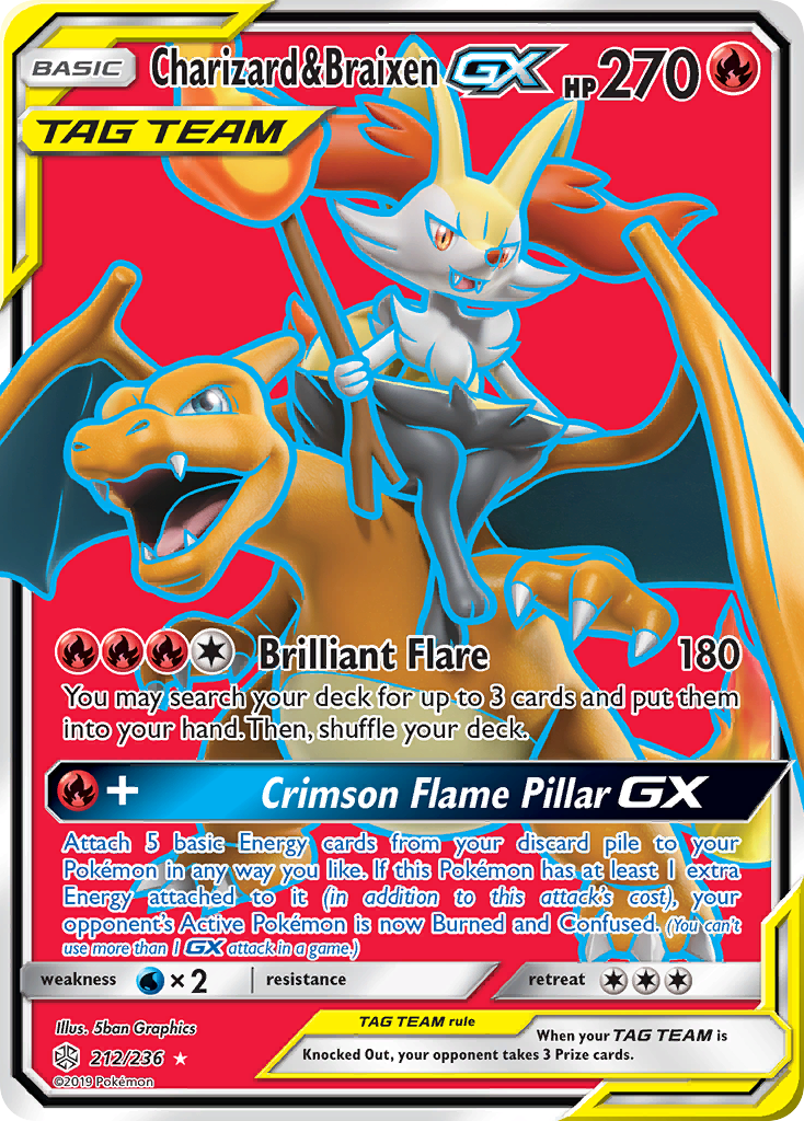 Charizard & Braixen GX (212/236) [Sun & Moon: Cosmic Eclipse] | Dumpster Cat Games