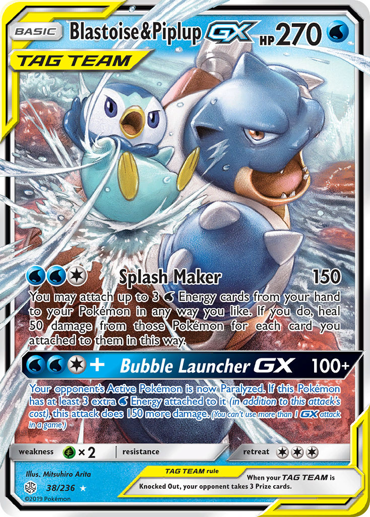 Blastoise & Piplup GX (38/236) [Sun & Moon: Cosmic Eclipse] | Dumpster Cat Games