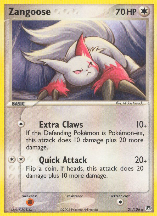 Zangoose (21/106) [EX: Emerald] | Dumpster Cat Games