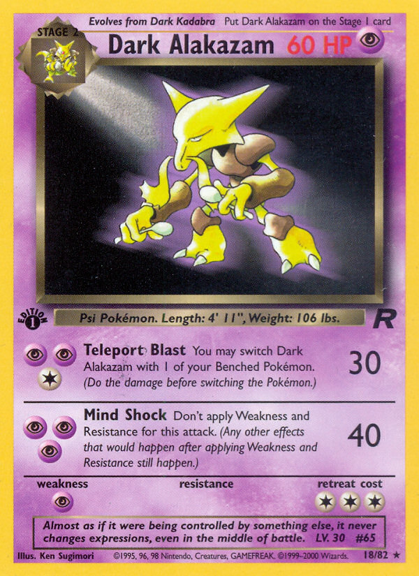 Dark Alakazam (18/82) [Team Rocket 1st Edition] | Dumpster Cat Games