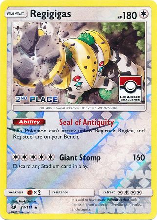 Regigigas (84/111) (League Promo 2nd Place) [Sun & Moon: Crimson Invasion] | Dumpster Cat Games