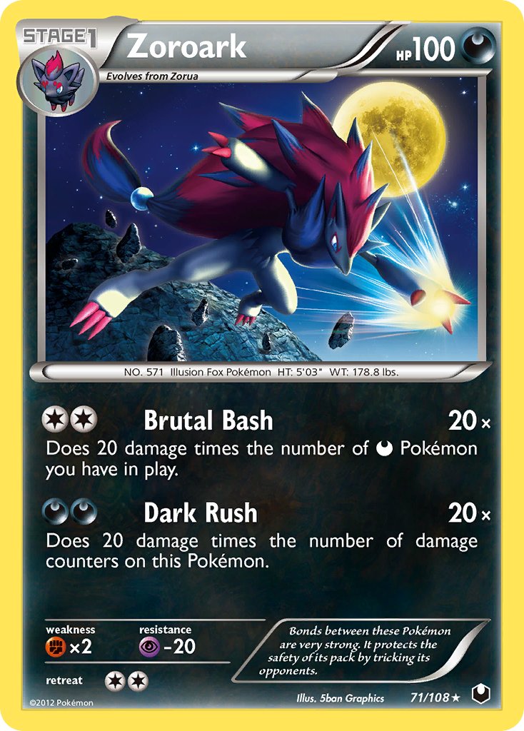 Zoroark (71/108) (Cracked Ice Holo) (Theme Deck Exclusive) [Black & White: Dark Explorers] | Dumpster Cat Games