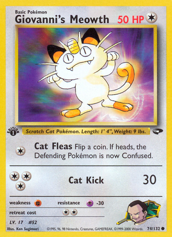 Giovanni's Meowth (74/132) [Gym Challenge 1st Edition] | Dumpster Cat Games