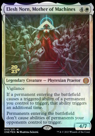 Elesh Norn, Mother of Machines [Phyrexia: All Will Be One Prerelease Promos] | Dumpster Cat Games