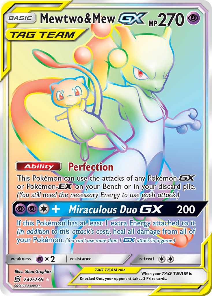 Mewtwo & Mew GX (242/236) [Sun & Moon: Unified Minds] | Dumpster Cat Games