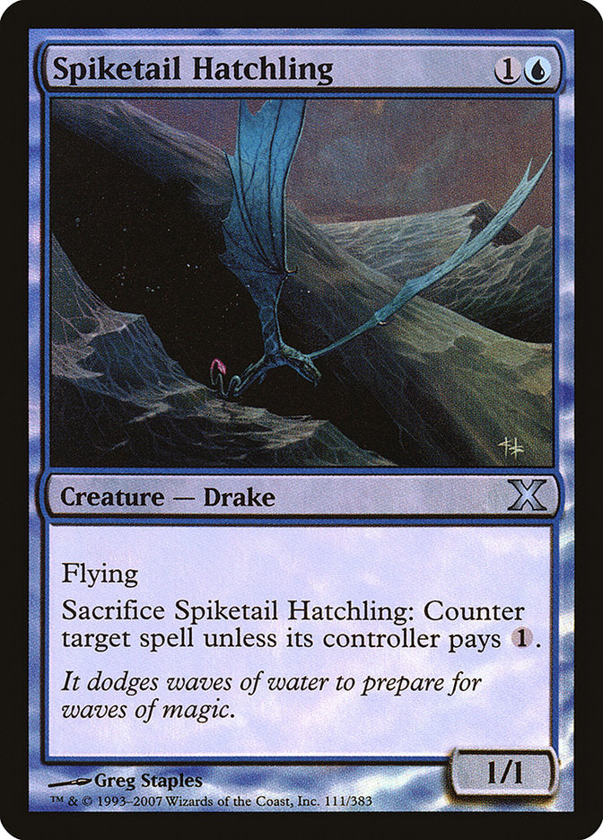 Spiketail Hatchling (Premium Foil) [Tenth Edition] | Dumpster Cat Games