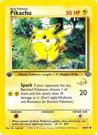 Pikachu (60/64) (W Stamped Promo) [Jungle 1st Edition] | Dumpster Cat Games