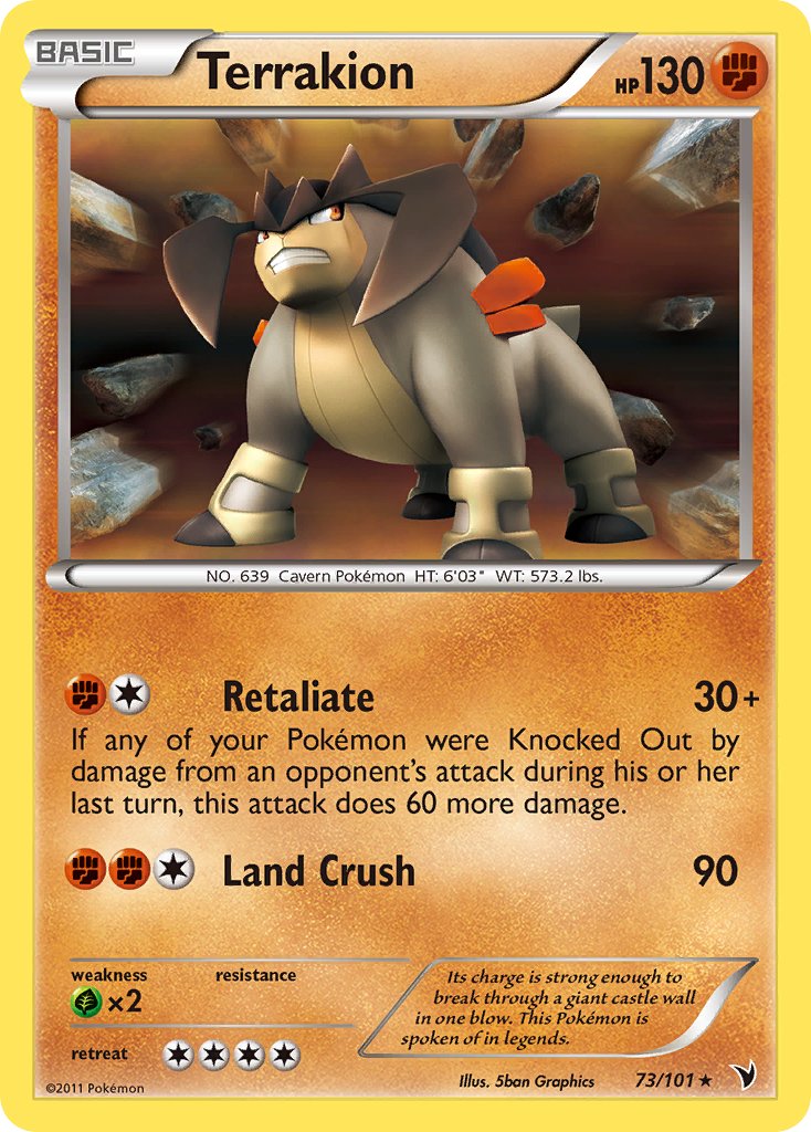 Terrakion (73/101) (Cosmos Holo) (Blister Exclusive) [Black & White: Noble Victories] | Dumpster Cat Games