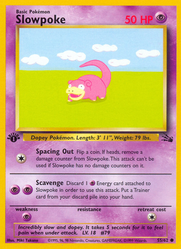 Slowpoke (55/62) [Fossil 1st Edition] | Dumpster Cat Games