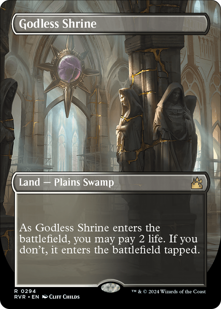 Godless Shrine (Borderless) [Ravnica Remastered] | Dumpster Cat Games