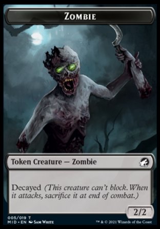 Zombie (005) // Beast (008) Double-sided Token [Innistrad: Midnight Hunt Tokens] | Dumpster Cat Games