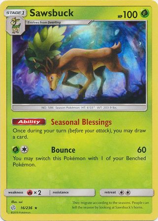 Sawsbuck (16/236) (Build & Battle Box Exclusive) [Sun & Moon: Cosmic Eclipse] | Dumpster Cat Games