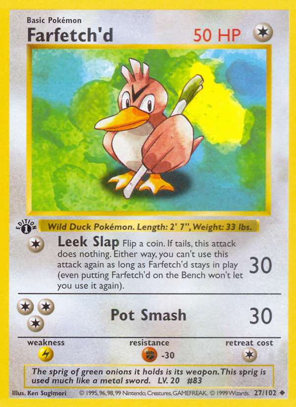 Farfetch'd (27/102) (Shadowless) [Base Set 1st Edition] | Dumpster Cat Games