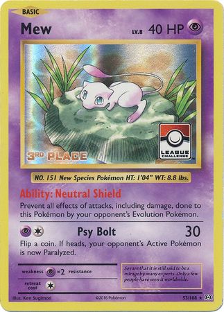 Mew (53/108) (League Promo 3rd Place) [XY: Evolutions] | Dumpster Cat Games